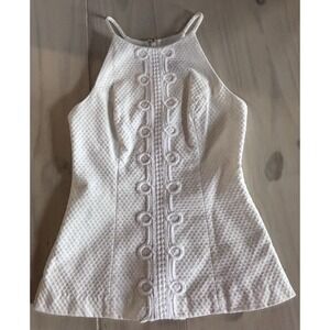 Lilly Pulitzer White Halter Top Womens 00 Sleeveless Preppy Summer Blouse EUC